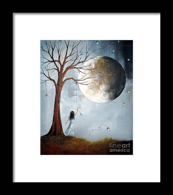 Surreal Art Framed Print featuring the painting Serene Art Print by Shawna Erback by Moonlight Art Parlour