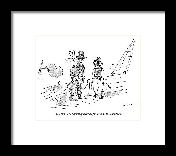 Cctk Framed Print featuring the drawing A Pirate Has A Rabbit On His Shoulder by Michael Maslin