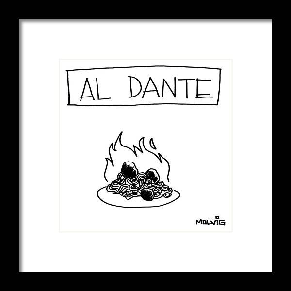 Food Framed Print featuring the drawing A Plate Of Spaghetti And Meatballs Is Burning by Ariel Molvig