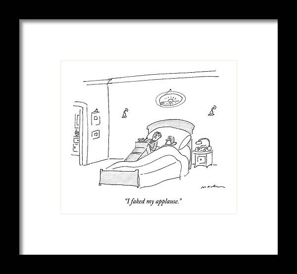 Cctk Politicians Framed Print featuring the drawing A Politician With A Podium Lies In A Bed by Michael Maslin