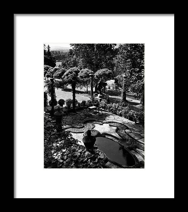Garden Framed Print featuring the photograph A Pond In An Ornamental Garden by Gottscho-Schleisner