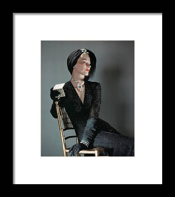 One Person Framed Print featuring the photograph A Portrait Of Lisa Fonssagrives Sitting by Horst P. Horst