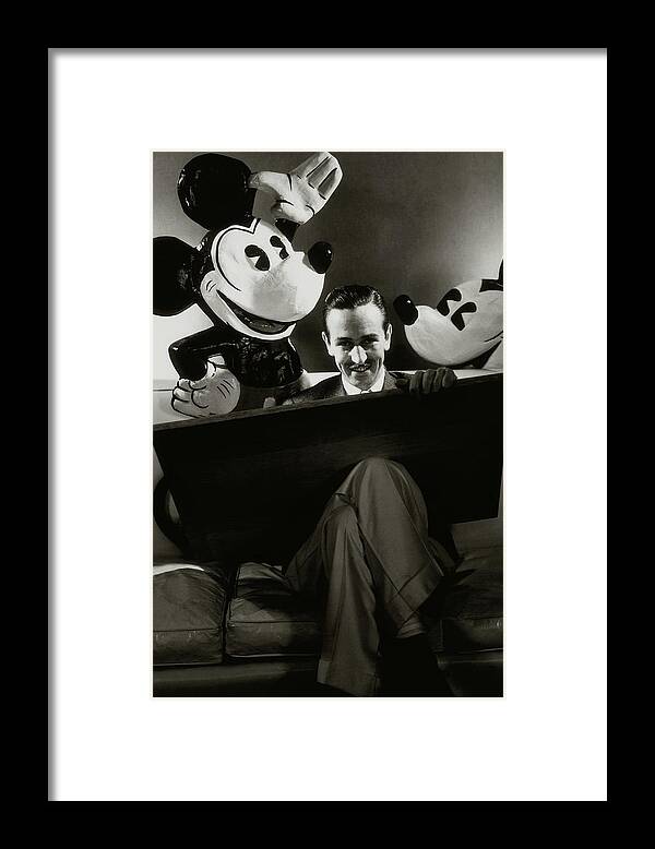 Animal Framed Print featuring the photograph A Portrait Of Walt Disney With Mickey And Minnie by Edward Steichen