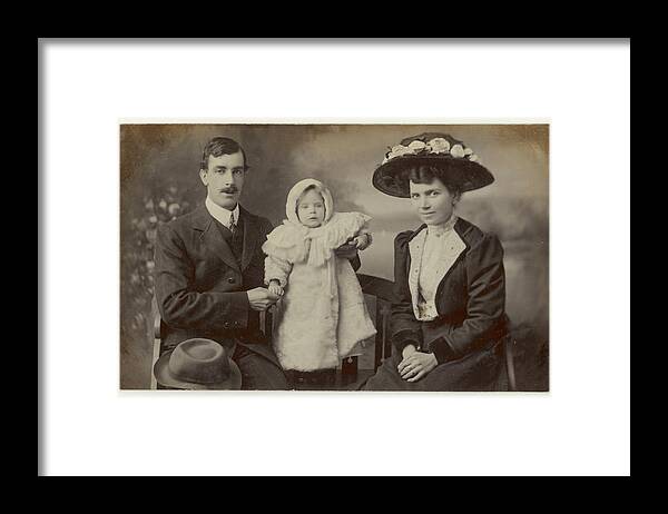 Father Framed Print featuring the photograph A Proud Couple With Their Daughter by Mary Evans Picture Library
