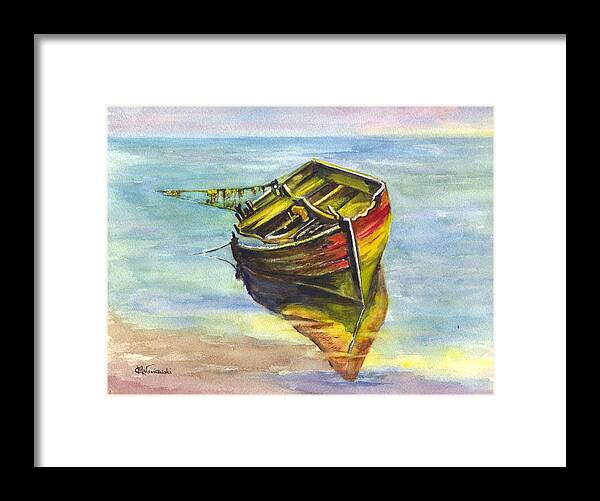 Boat Framed Print featuring the painting The Retired Sailor by Carol Wisniewski