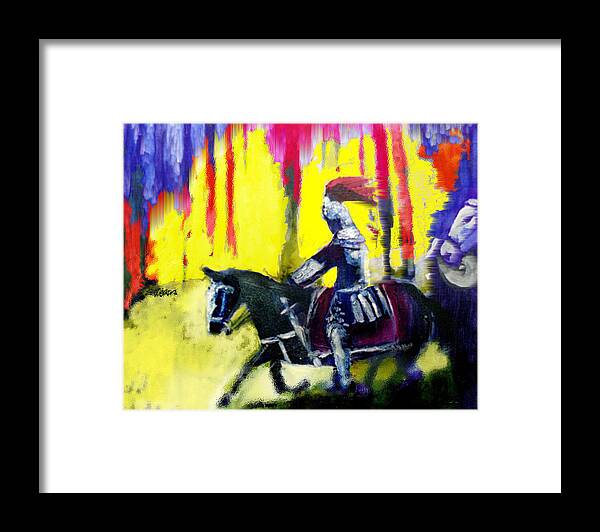 Gladiator Framed Print featuring the painting A Ride Through Fire by Seth Weaver