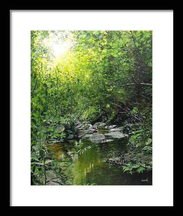 Landscape Framed Print featuring the painting A Road Less Traveled by William Brody