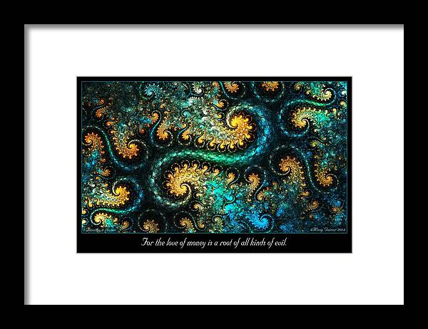Fractal Framed Print featuring the digital art A Root by Missy Gainer