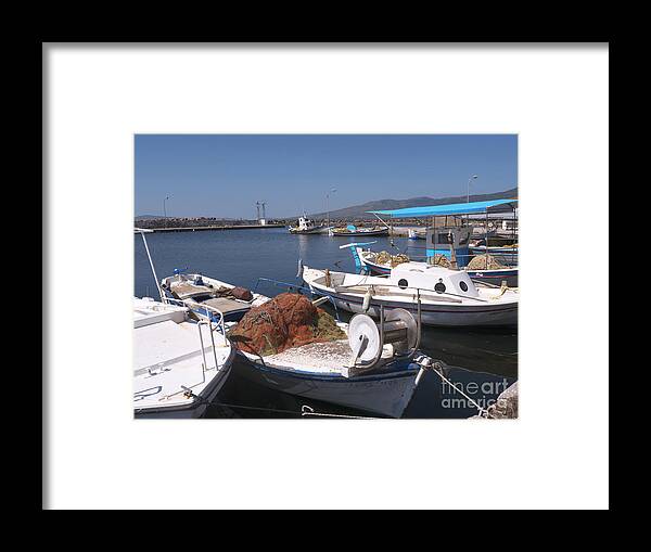 Levbos Framed Print featuring the photograph A Safe Anchor in Lesvos by Brenda Kean