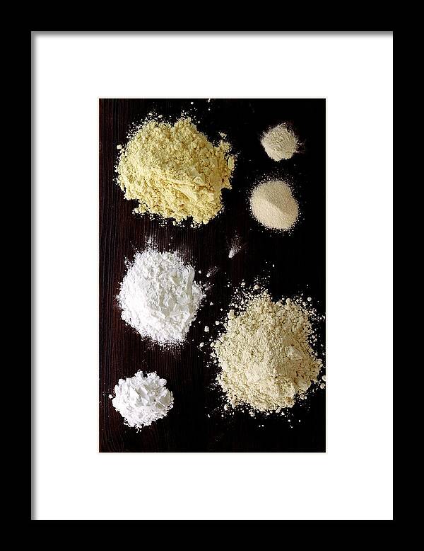 Cooking Framed Print featuring the photograph A Selection Of Gluten Free Flours by Romulo Yanes