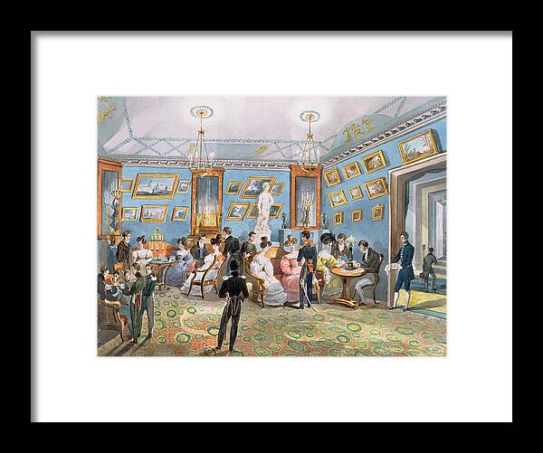 Interior Framed Print featuring the photograph A Society Drawing Room, C.1830 Wc On Paper by Karl Ivanovich Kolmann