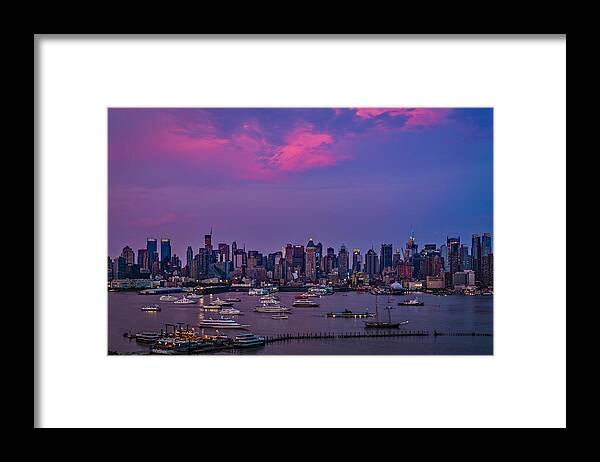Manhattan Framed Print featuring the photograph A Spectacular New York City evening by Susan Candelario