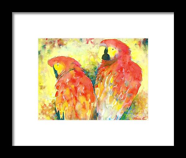 Animals Framed Print featuring the painting A Splash of Crimson by Frances Ku