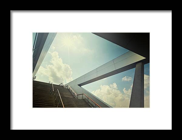 Stairway To Heaven Framed Print featuring the photograph A Stairway Leading Up To Blue Sky With by 35007
