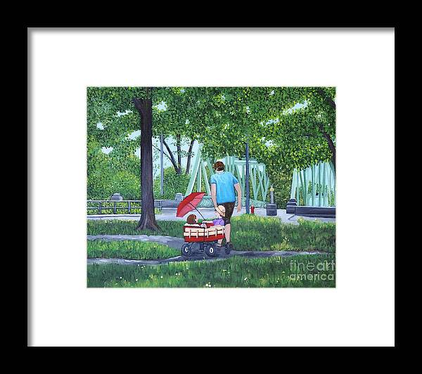 Parks Framed Print featuring the painting A Stroll in the Park by Reb Frost