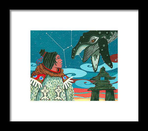 America Framed Print featuring the painting A Study for Whale Dreamer by Chholing Taha