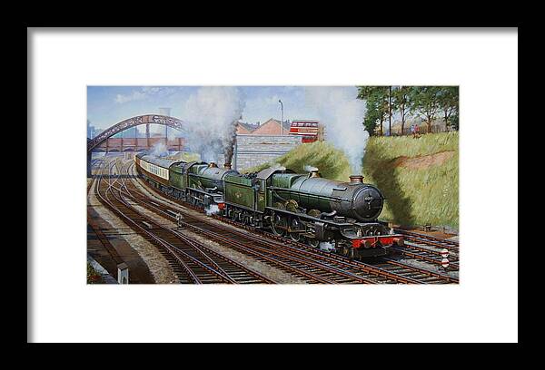 Train Framed Print featuring the painting A summer Saturday in the West. by Mike Jeffries