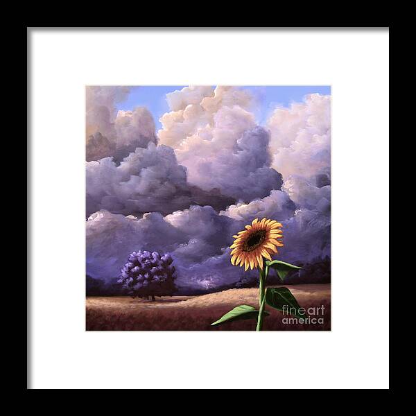 Sunflowers Framed Print featuring the painting A Sunflower Among The Storm by Ric Nagualero