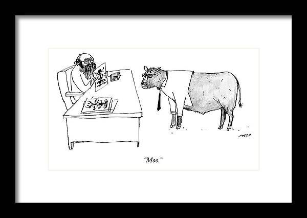 Cows Framed Print featuring the drawing A Therapist Shows A Cow by Edward Steed