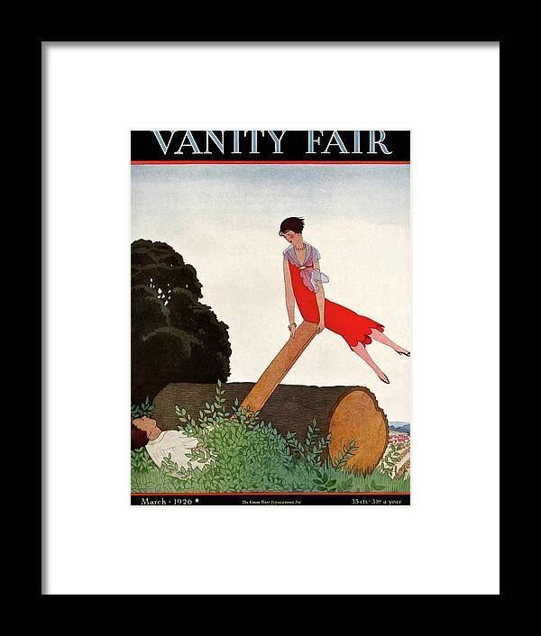 Illustration Framed Print featuring the photograph A Vanity Fair Cover Of A Couple On A Seesaw by Andre E. Marty