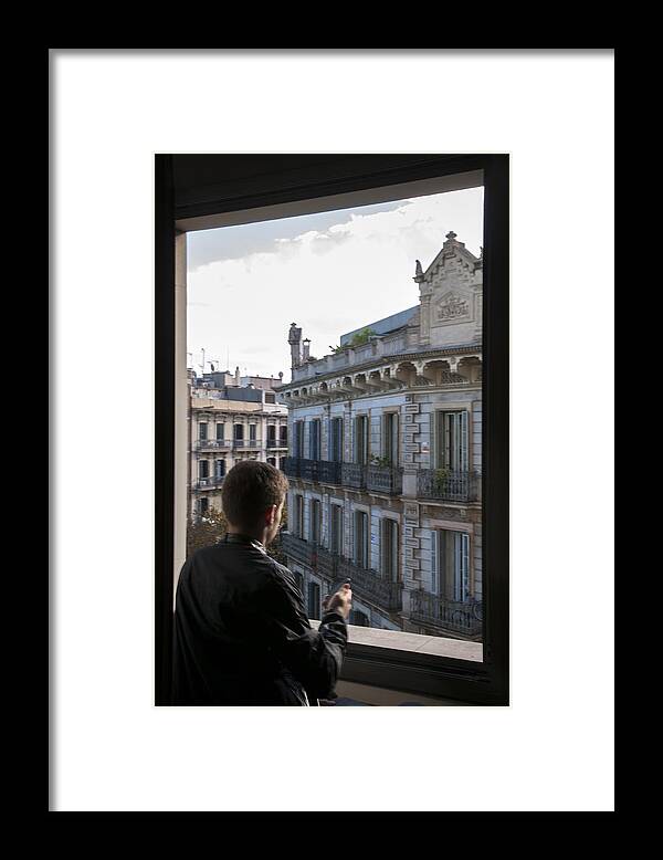 Boy Framed Print featuring the photograph A View from our Window by Dubi Roman