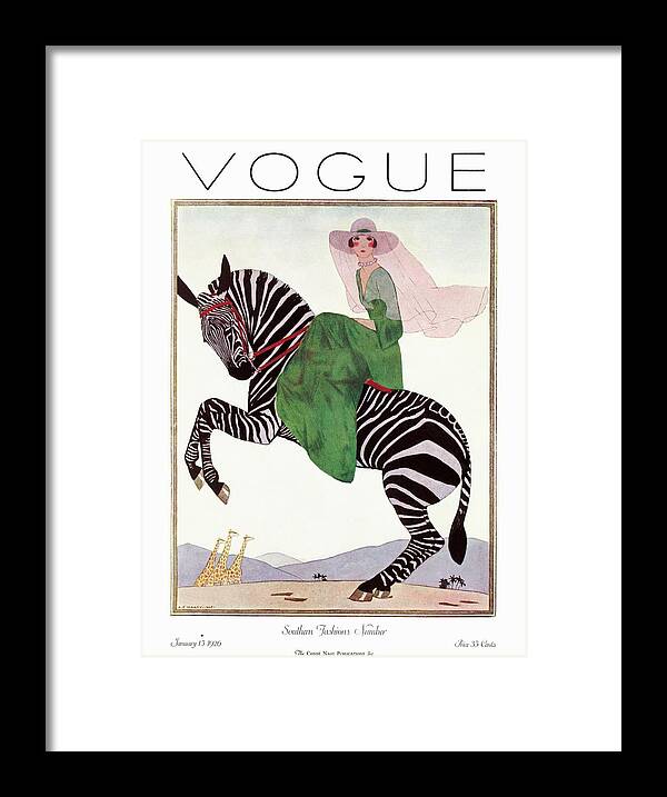 #faatoppicks Framed Print featuring the photograph A Vintage Vogue Magazine Cover Of A Woman by Andre E. Marty