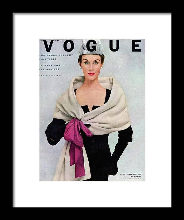 Fashion Framed Print featuring the photograph A Vogue Cover Of A Woman Wearing Balenciaga by Frances Mclaughlin-Gill
