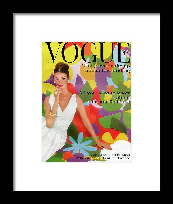 Fashion Framed Print featuring the photograph A Vogue Cover Of Dolores Hawkins With A Floral by William Bell