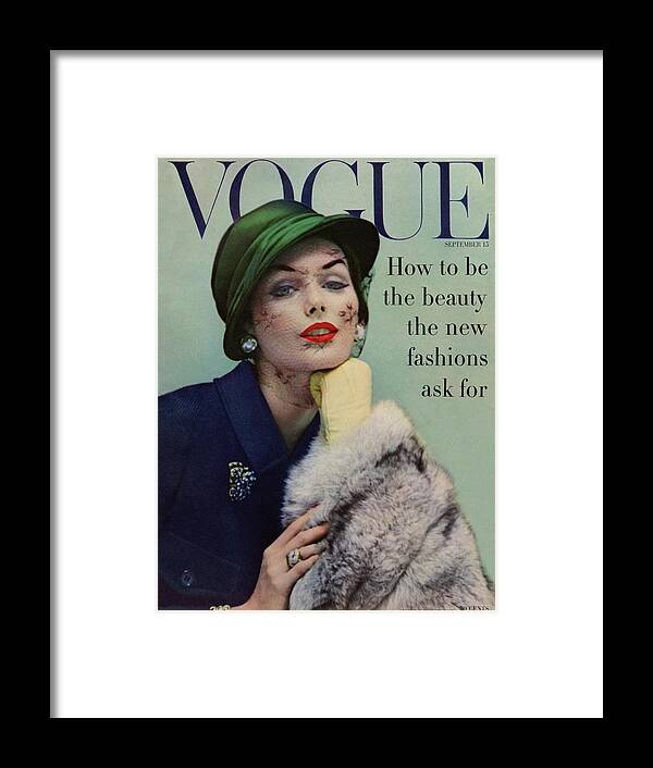 Fashion Framed Print featuring the photograph A Vogue Cover Of Lucinda Hollingsworth With A Fur by Karen Radkai