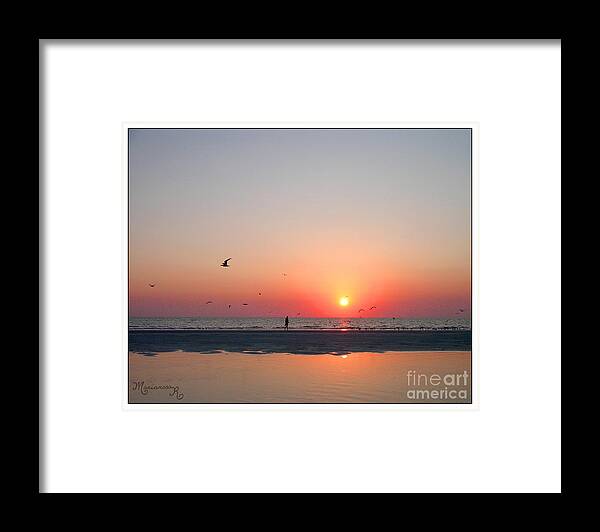 Sunset Framed Print featuring the photograph A Walk At Sunset by Mariarosa Rockefeller