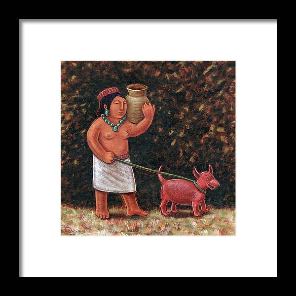 Woman Framed Print featuring the painting A Walk in Old Colima by Holly Wood