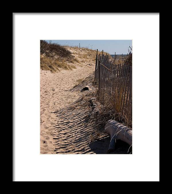 Beach Retaining Fence Framed Print featuring the photograph A walk to the beach by Jeff Folger