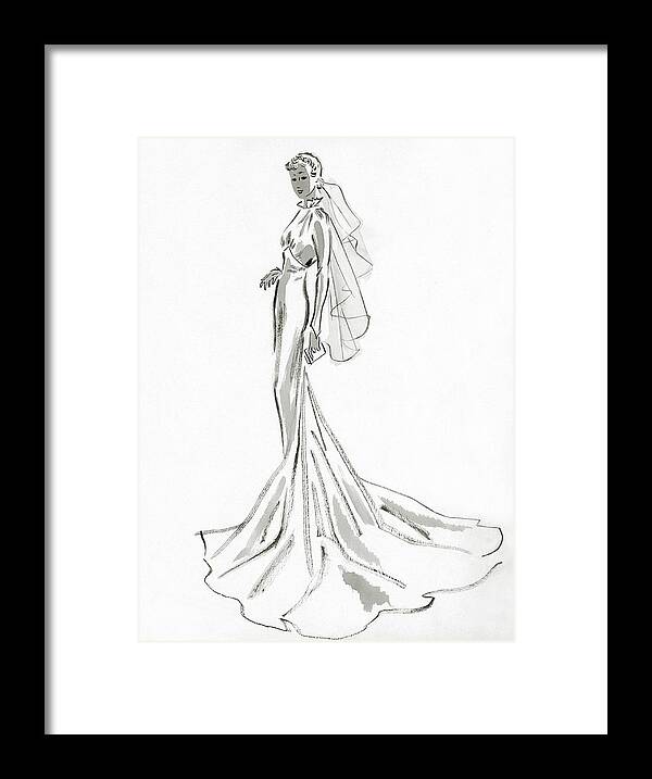 Illustration Framed Print featuring the digital art A Woman In A Wedding Dress by William Bolin