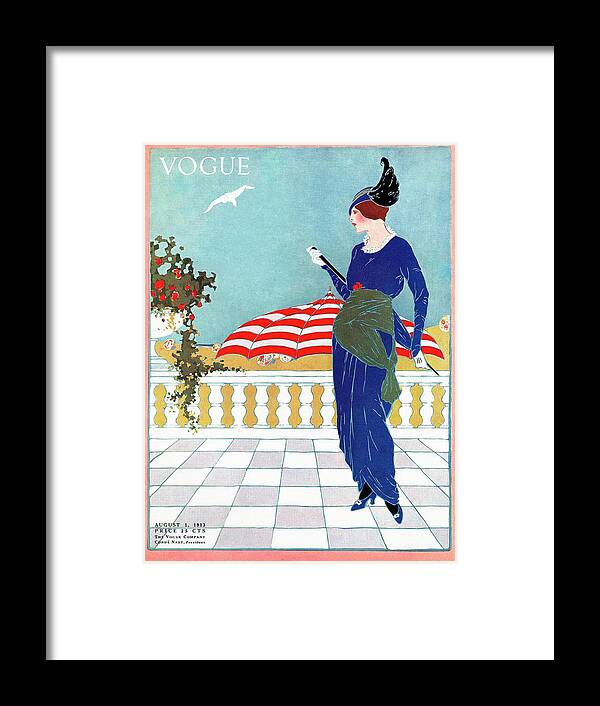 Illustration Framed Print featuring the photograph A Woman Standing On A Terrace by Will Hammell