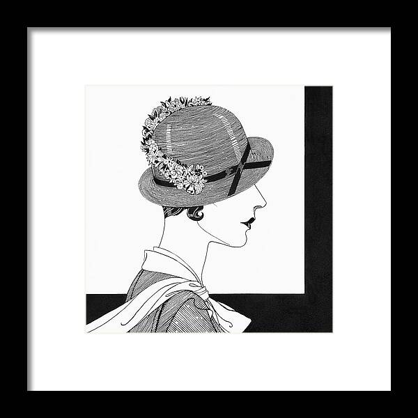 Fashion Framed Print featuring the digital art A Woman Wearing A Reboux Hat by Douglas Pollard
