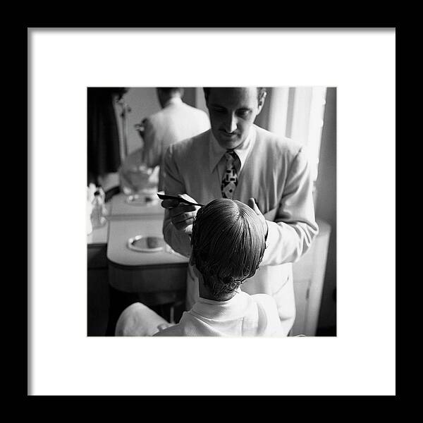 Fashion Framed Print featuring the photograph A Woman With A Hairdresser by Frances Mclaughlin-Gill