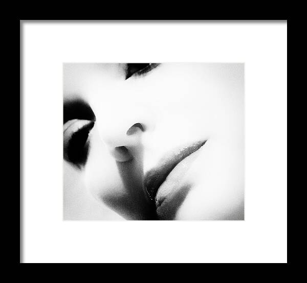 Mature Adult Framed Print featuring the photograph A Womans Face, Close-up by Elisabeth Pollaert Smith