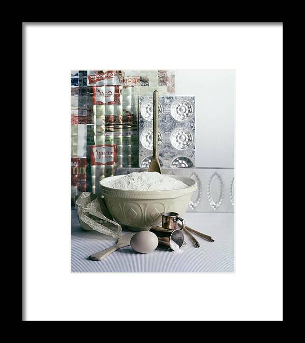 Nobody Framed Print featuring the photograph A Wooden Spoon In A Bowl Of Flour by Richard Jeffery
