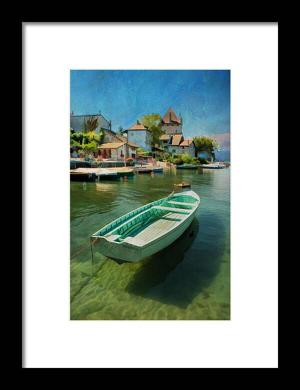 Boat Framed Print featuring the photograph A Yvoire - France by Jean-Pierre Ducondi