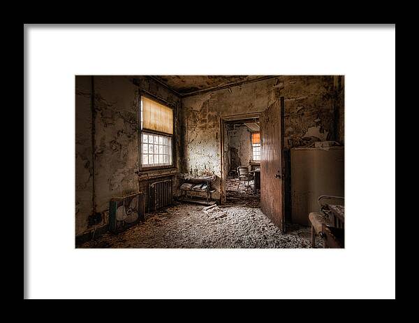 Abandoned Building Framed Print featuring the photograph Abandoned Asylum - Haunting Images - What once was by Gary Heller
