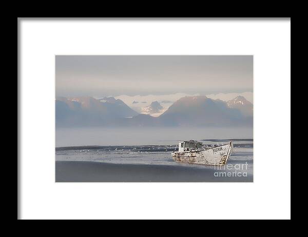 Fishing Boat Framed Print featuring the photograph Abandoned boat in Kachemak Bay by Dan Friend