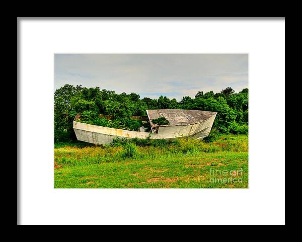 Boat Framed Print featuring the photograph Abandoned Boat by Kathy Baccari