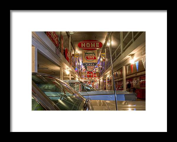 Antique Cars Framed Print featuring the photograph Abe's Garage by Sandra Sigfusson