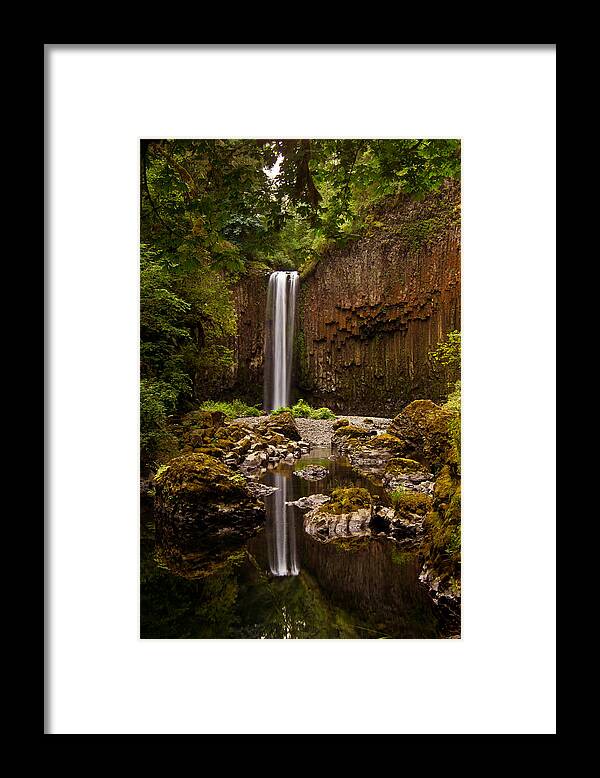Cool Framed Print featuring the photograph Abiqua Falls reflection by Ulrich Burkhalter