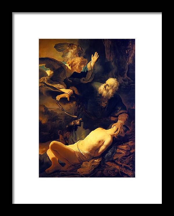 Rembrandt Van Rijn Framed Print featuring the painting Abraham and Isaac by Rembrandt van Rjinn