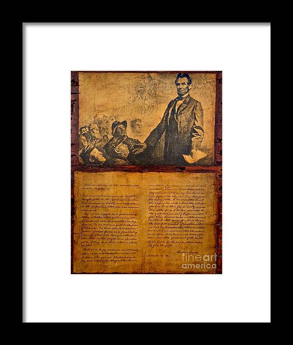 Abraham Lincoln And The Gettysburg Address Framed Print featuring the photograph Abraham Lincoln the Gettysburg Address by Saundra Myles