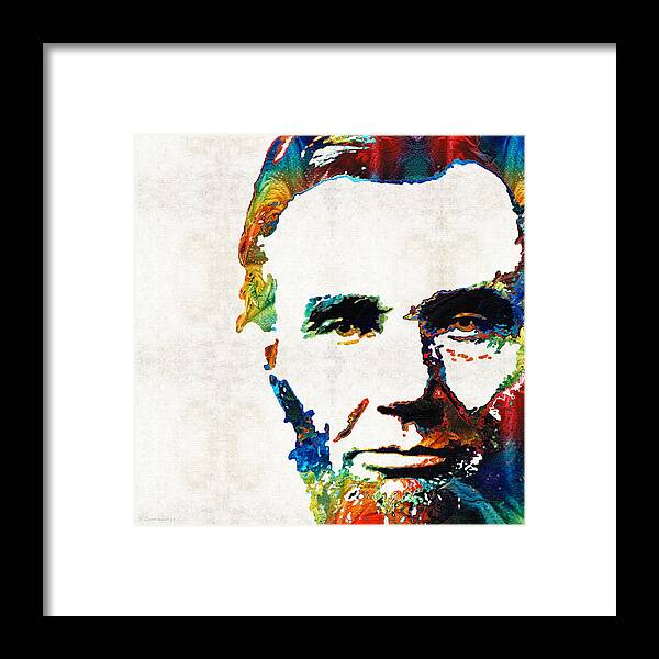 Abraham Lincoln Framed Print featuring the painting Abraham Lincoln Art - Colorful Abe - By Sharon Cummings by Sharon Cummings