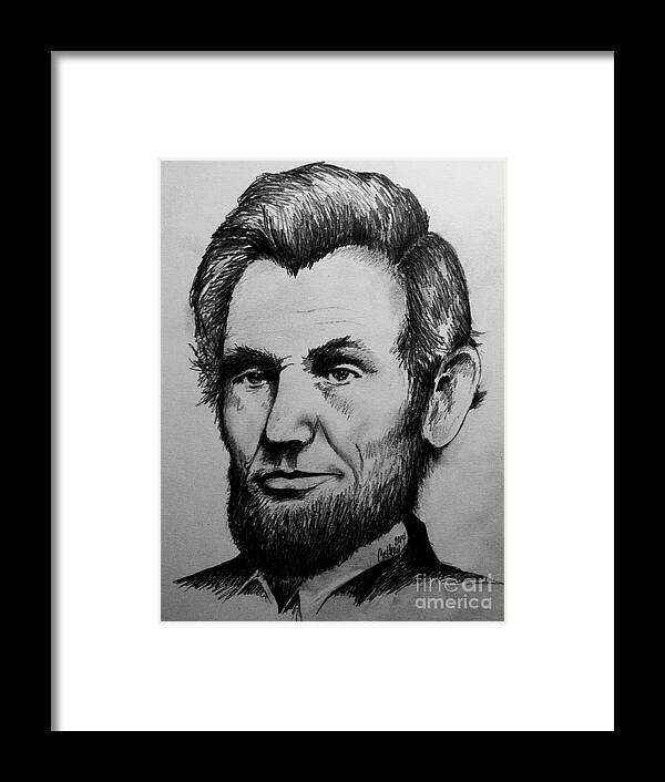 Abe Framed Print featuring the drawing Abraham Lincoln by Catherine Howley