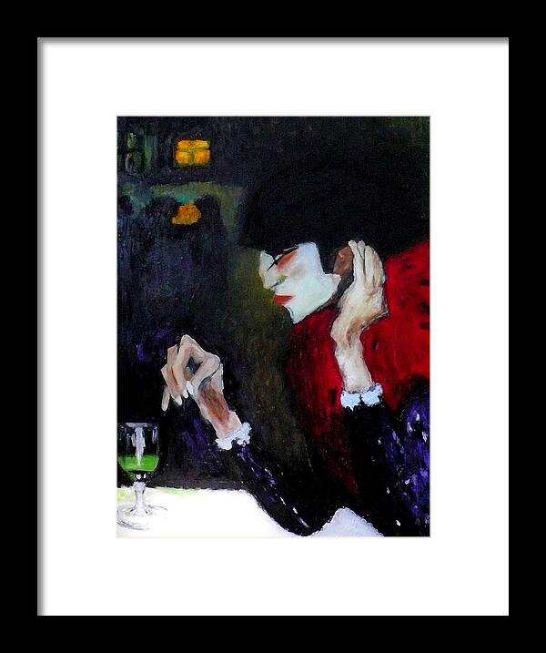 Picasso Framed Print featuring the painting Absinthe Drinker After Picasso by Katy Hawk