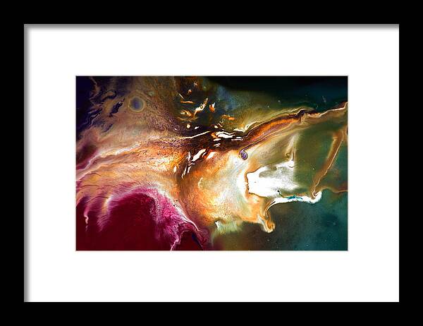 Colorful Framed Print featuring the painting Abstract Art Colorful Earth Tones Fluid Painting by Kredart by Serg Wiaderny